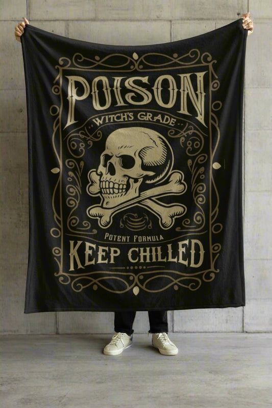 All Over Prints - Poison Apothecary Label Plush Velveteen Blanket - Cozy and Mystical from Crypto Zoo Tees