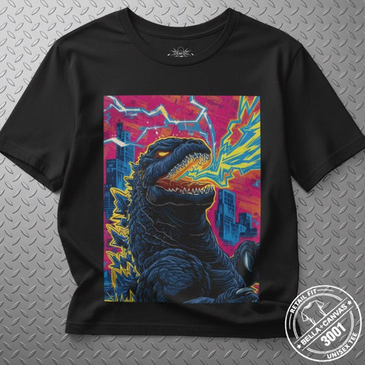 T-Shirt - Pop Art Godzilla | Light Fitted - Unisex Bella+Canvas 3001 | Horror, Retro & Vintage | Punk from Crypto Zoo Tees