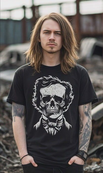 Edgar Allan Poe Skull Shirt - Soft Cotton T-Shirt - Classic Horror Author Tee