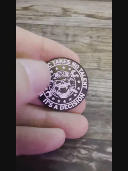 Work Ethic Skull Mechanic Pinback Button | Pinback Button | Skulls & Skeletons, Funny | Goth/Gothic