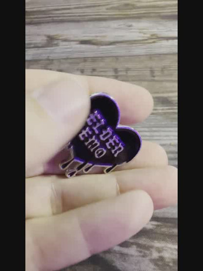 Elder Emo Black Heart Pinback Button | Pinback Button | Funny, Goth/Gothic | Emo Aesthetic