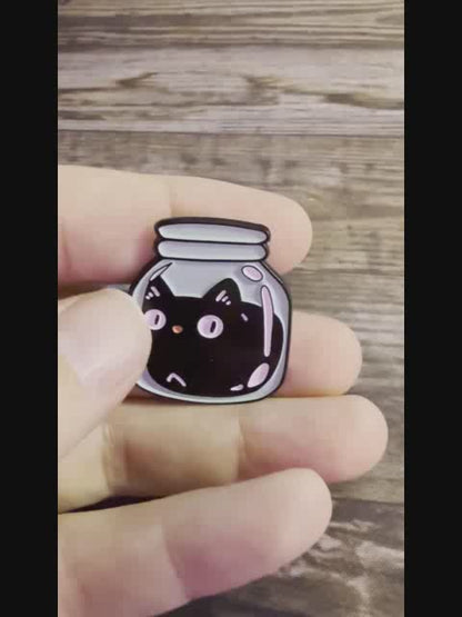 Black Cat in a Jar Pinback Button | Pinback Button | Cats, Goth/Gothic | Weird & Introvert