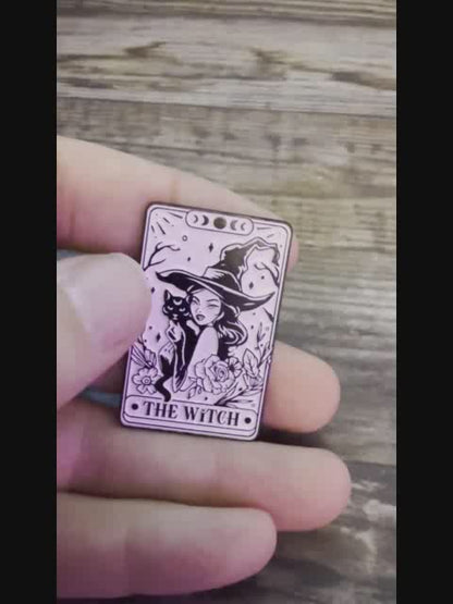 The Witch Tarot Card Pinback Button | Pinback Button | Spiritual, Halloween | Goth/Gothic