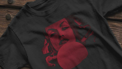 Red Vampira with Crystal Ball | Women's T-Shirt | Cotton Ladies Tee