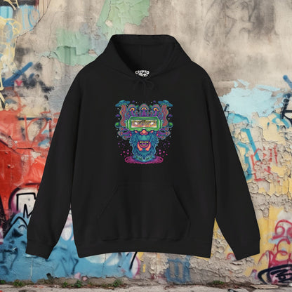 Hoodie - Psychedelic Virtual Reality Bigfoot | Hoodie | Hooded Sweatshirt from Crypto Zoo Tees