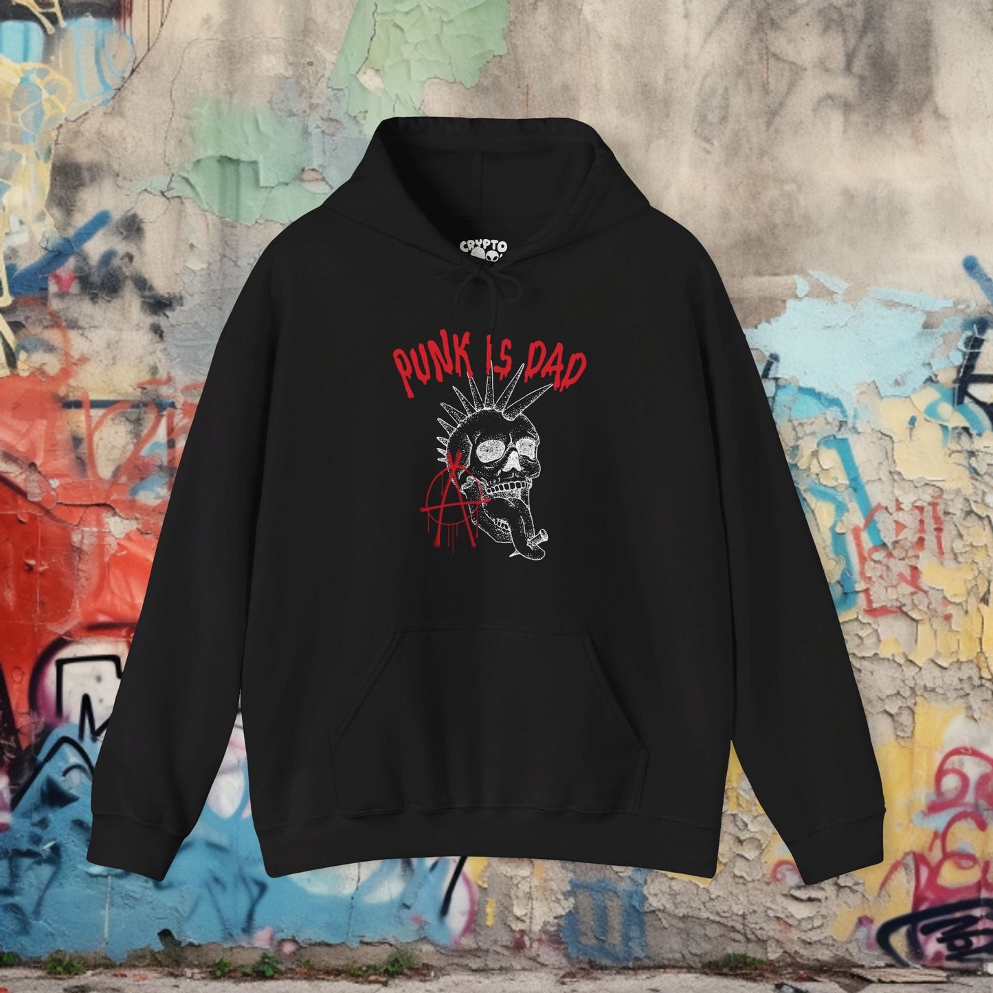 Hoodie - Punk Is Dad | Hoodie | Hooded Sweatshirt from Crypto Zoo Tees