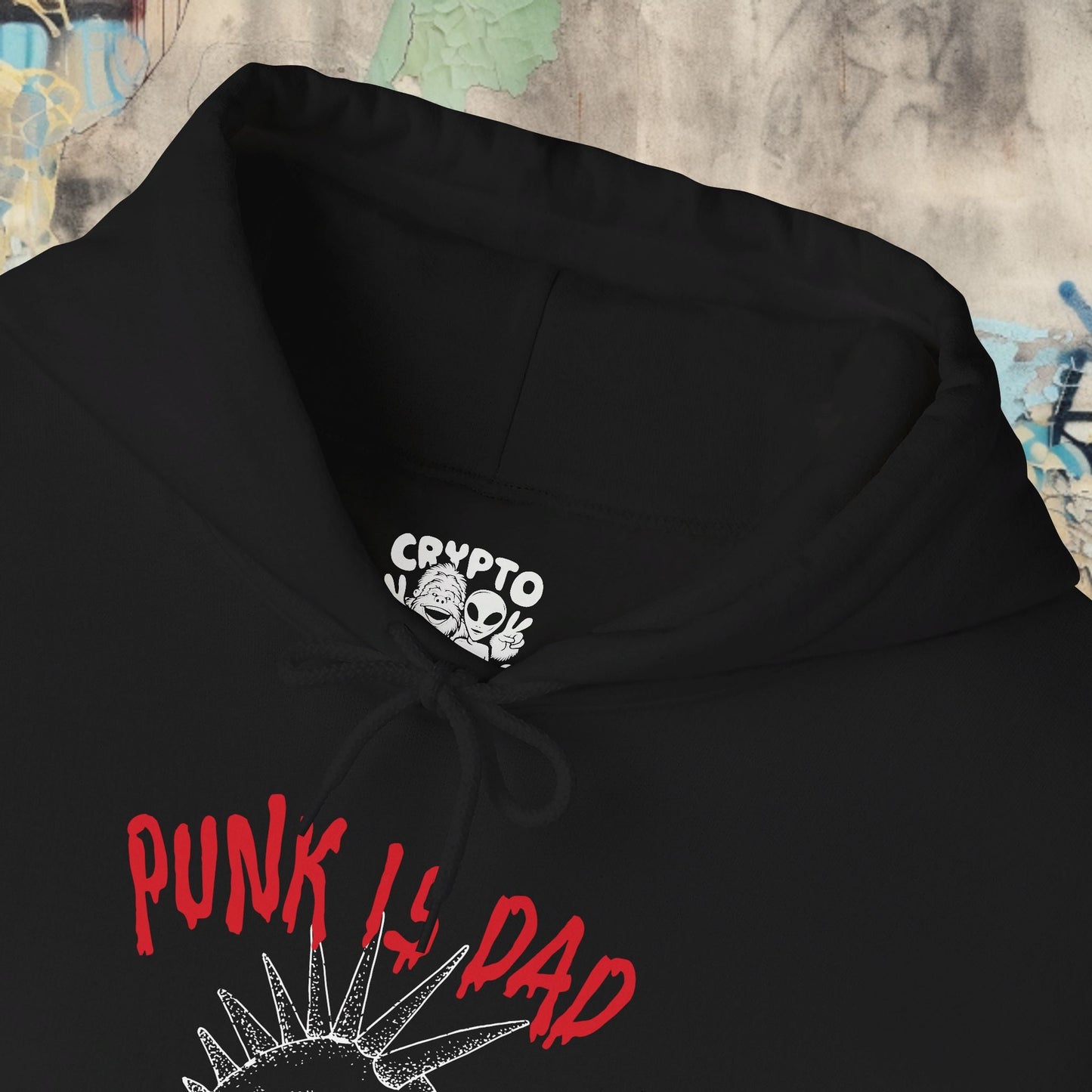 Hoodie - Punk Is Dad | Hoodie | Hooded Sweatshirt from Crypto Zoo Tees