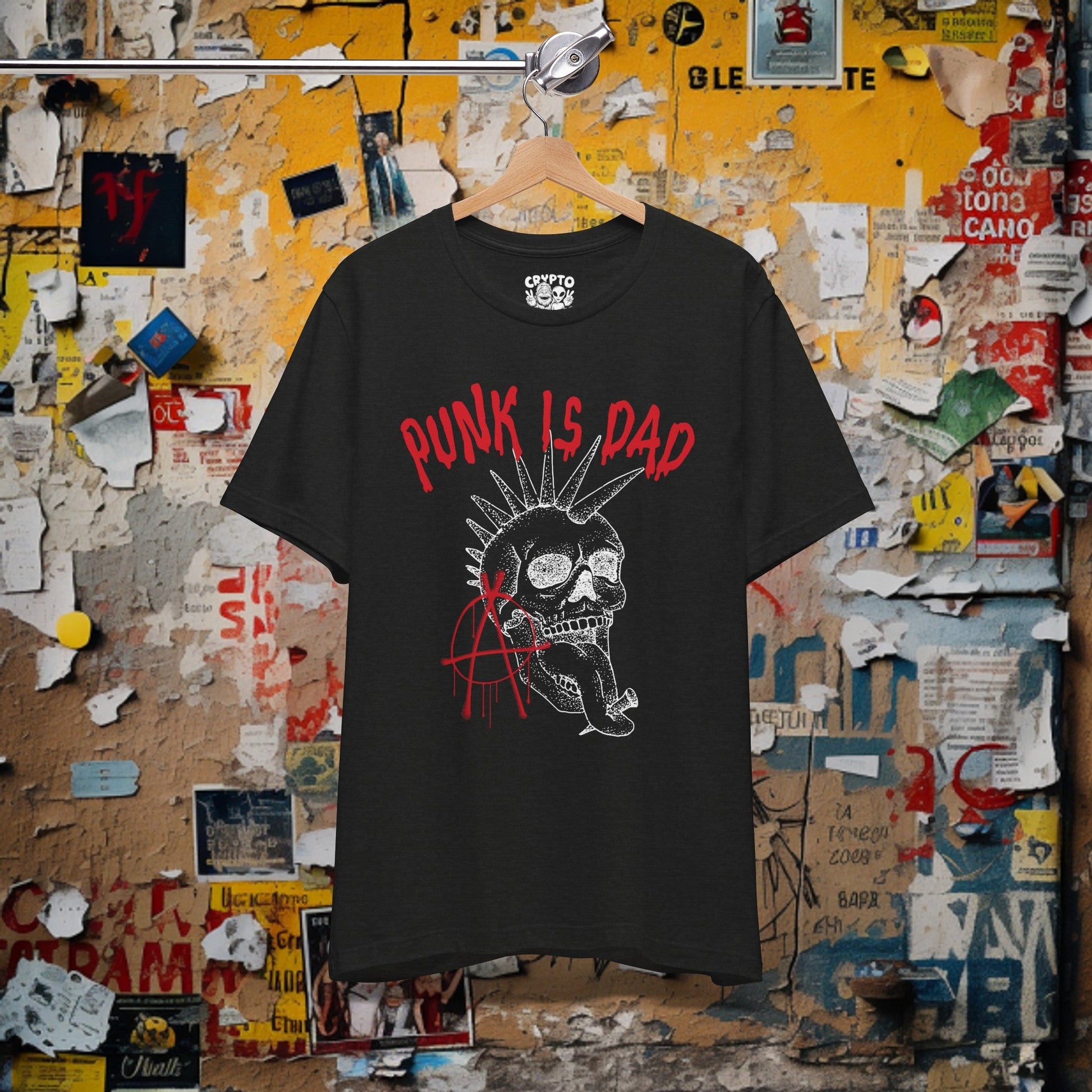 T-Shirt - Punk Is Dad with Anarchy Skull T-shirt | Bella + Canvas Unisex T-shirt from Crypto Zoo Tees