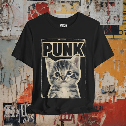 T-Shirt - Punk Kitten T-shirt | Bella+Canvas Shirt | Punk Rock Cat Kitty Tee from Crypto Zoo Tees