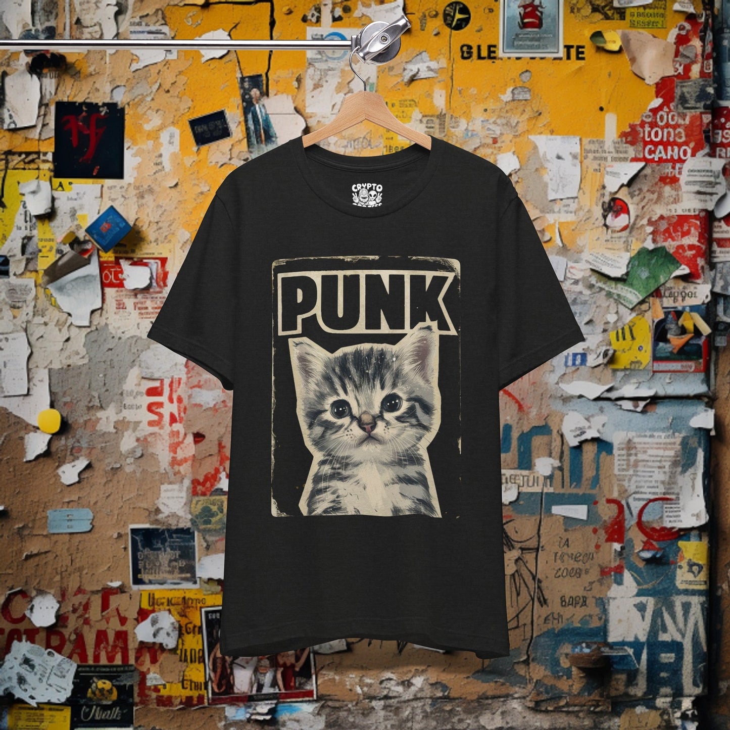 T-Shirt - Punk Kitten T-shirt | Bella+Canvas Shirt | Punk Rock Cat Kitty Tee from Crypto Zoo Tees