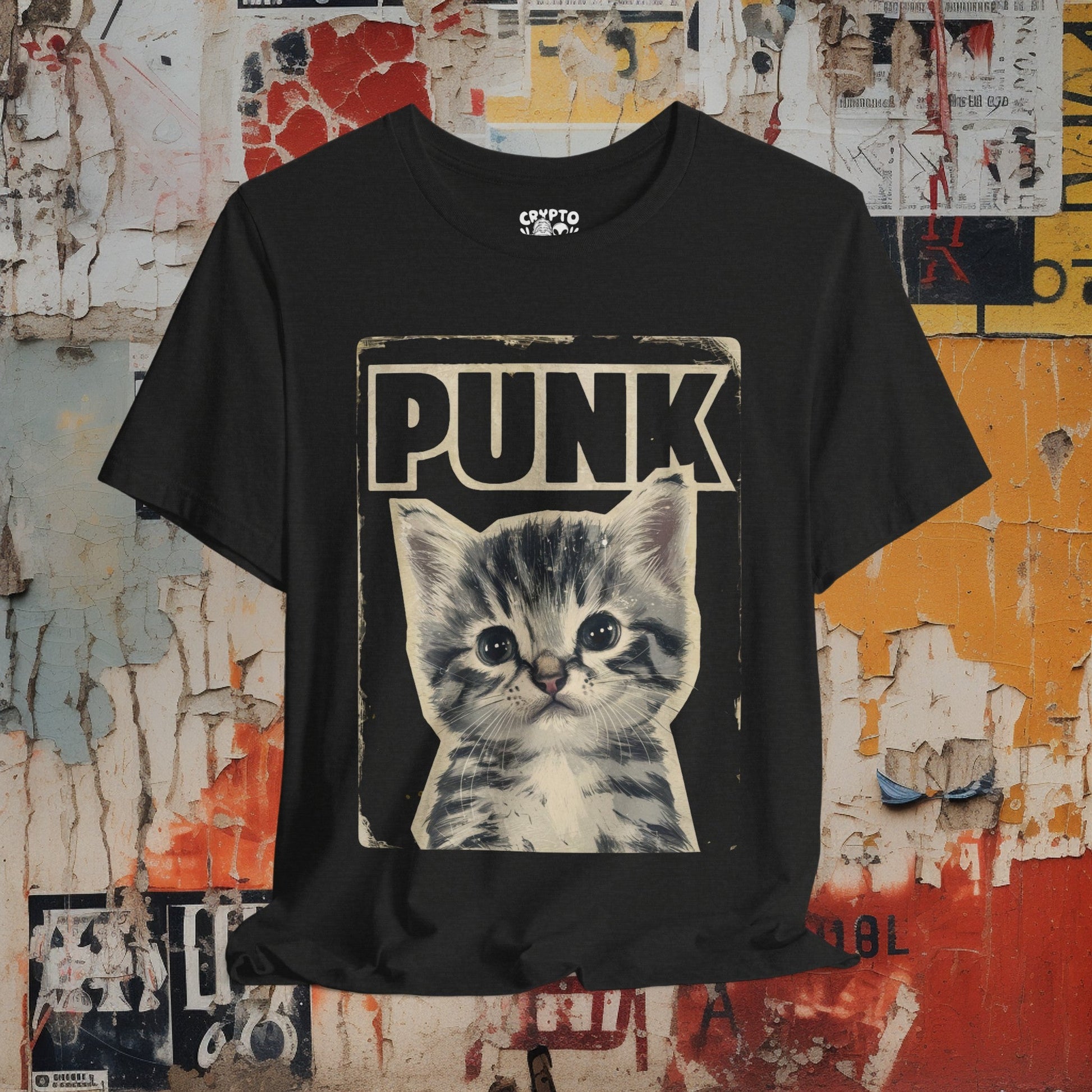 T-Shirt - Punk Kitten T-shirt | Bella+Canvas Shirt | Punk Rock Cat Kitty Tee from Crypto Zoo Tees