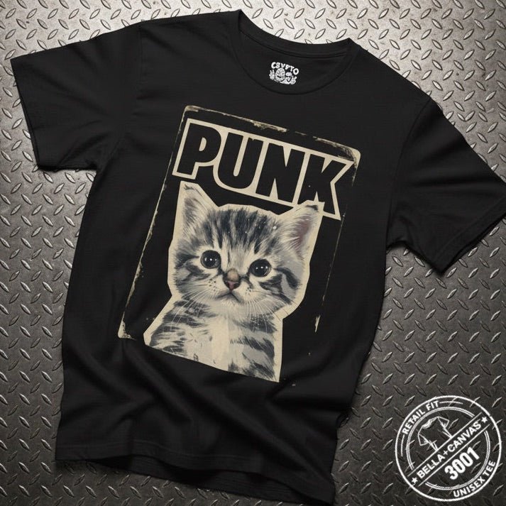 T-Shirt - Punk Kitten T-Shirt | Light Fitted - Unisex Bella+Canvas 3001 | Cats | Punk from Crypto Zoo Tees