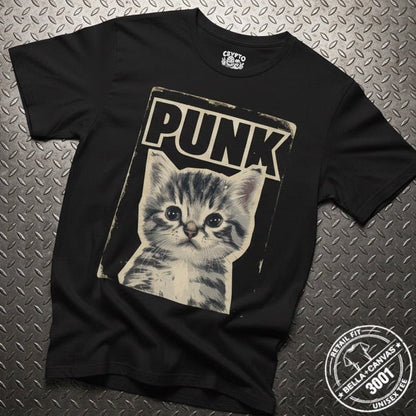 T-Shirt - Punk Kitten T-Shirt | Light Fitted - Unisex Bella+Canvas 3001 | Cats | Punk from Crypto Zoo Tees