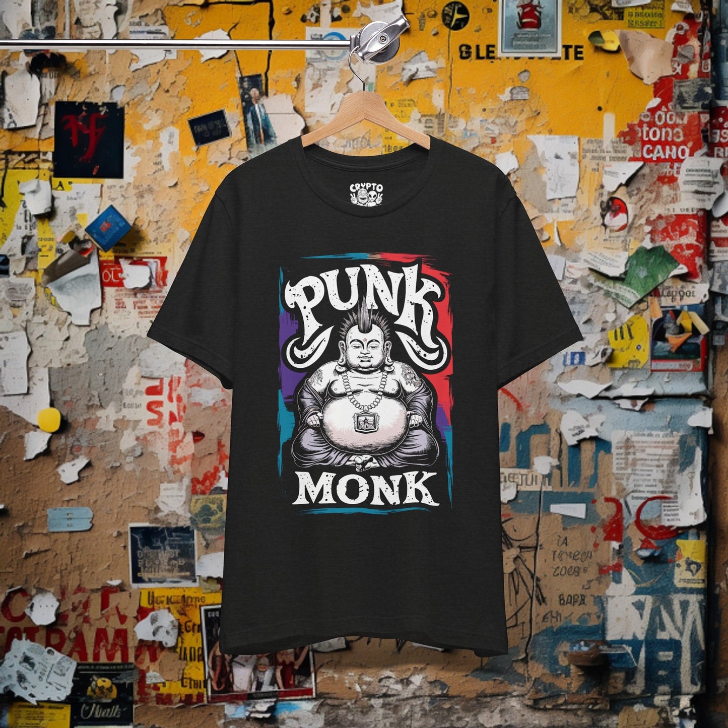 T - Shirt - Punk Monk | Punk Rock Buddha | Bella + Canvas Unisex T - shirt from Crypto Zoo Tees