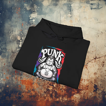 Hoodie - Punk Monk | Punk Rock Buddha | Hoodie | Hooded Sweatshirt from Crypto Zoo Tees