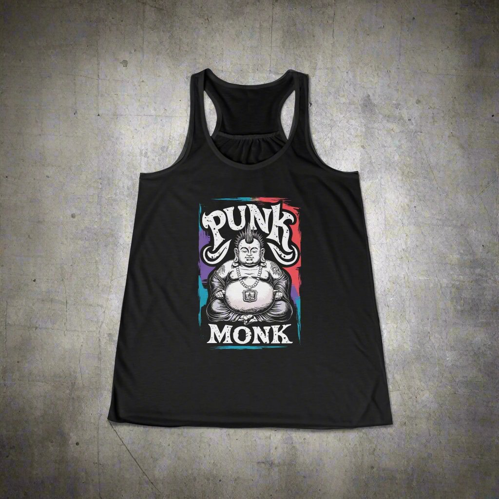 Tank Top - Punk Monk | Punk Rock Buddha | Ladies Racerback Tank Top from Crypto Zoo Tees