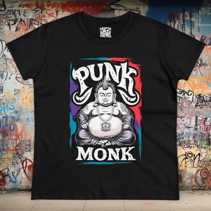 T - Shirt - Punk Monk | Punk Rock Buddha | Women's T - Shirt | Cotton Tee from Crypto Zoo Tees