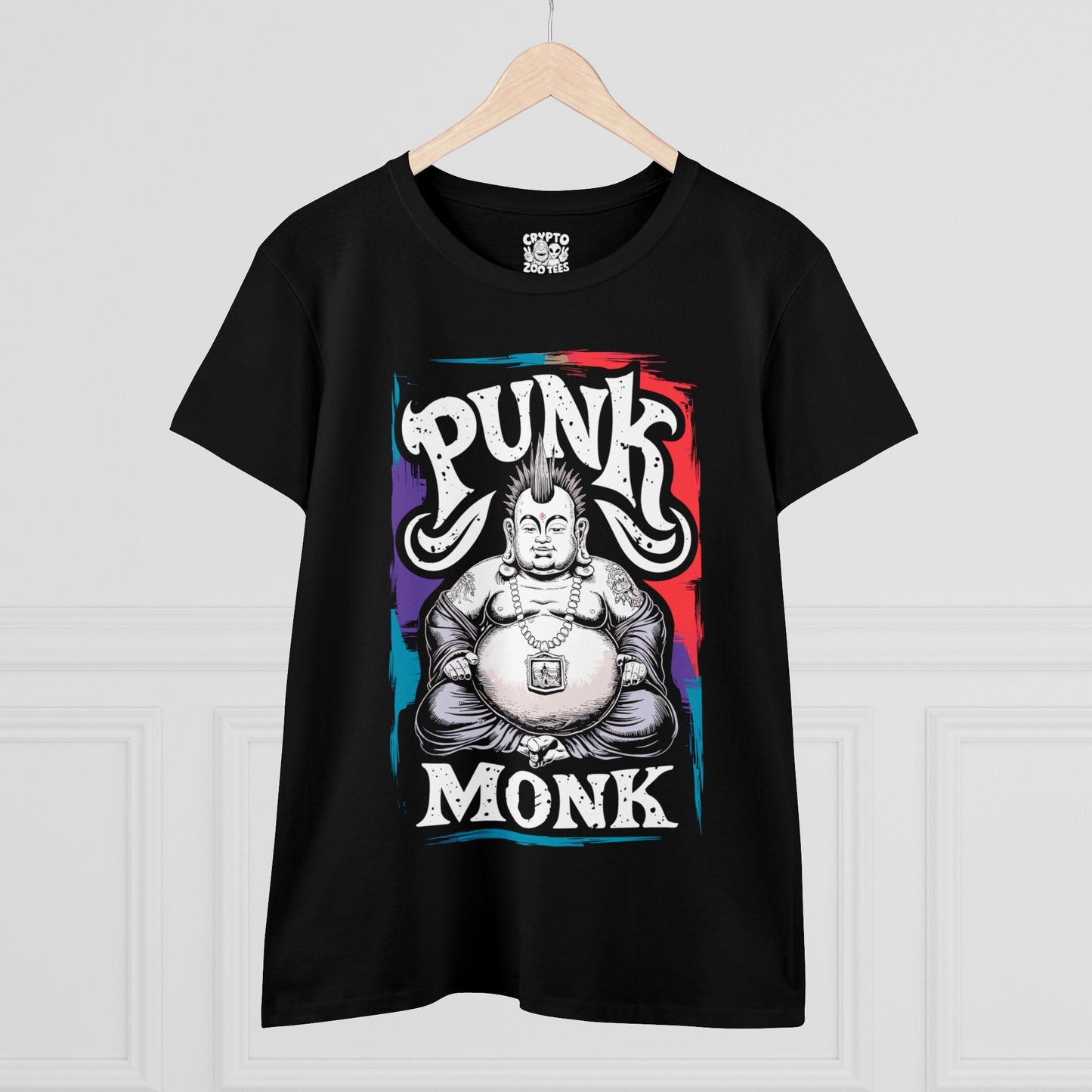 T - Shirt - Punk Monk | Punk Rock Buddha | Women's T - Shirt | Cotton Tee from Crypto Zoo Tees