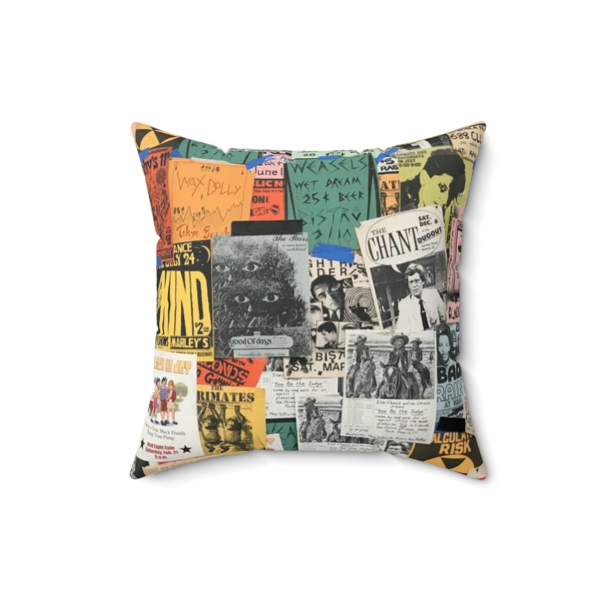 Home Decor - PUNK MUSIC POSTERS - Spun Polyester Square Pillow - Punk Hardcore Home Decore from Crypto Zoo Tees