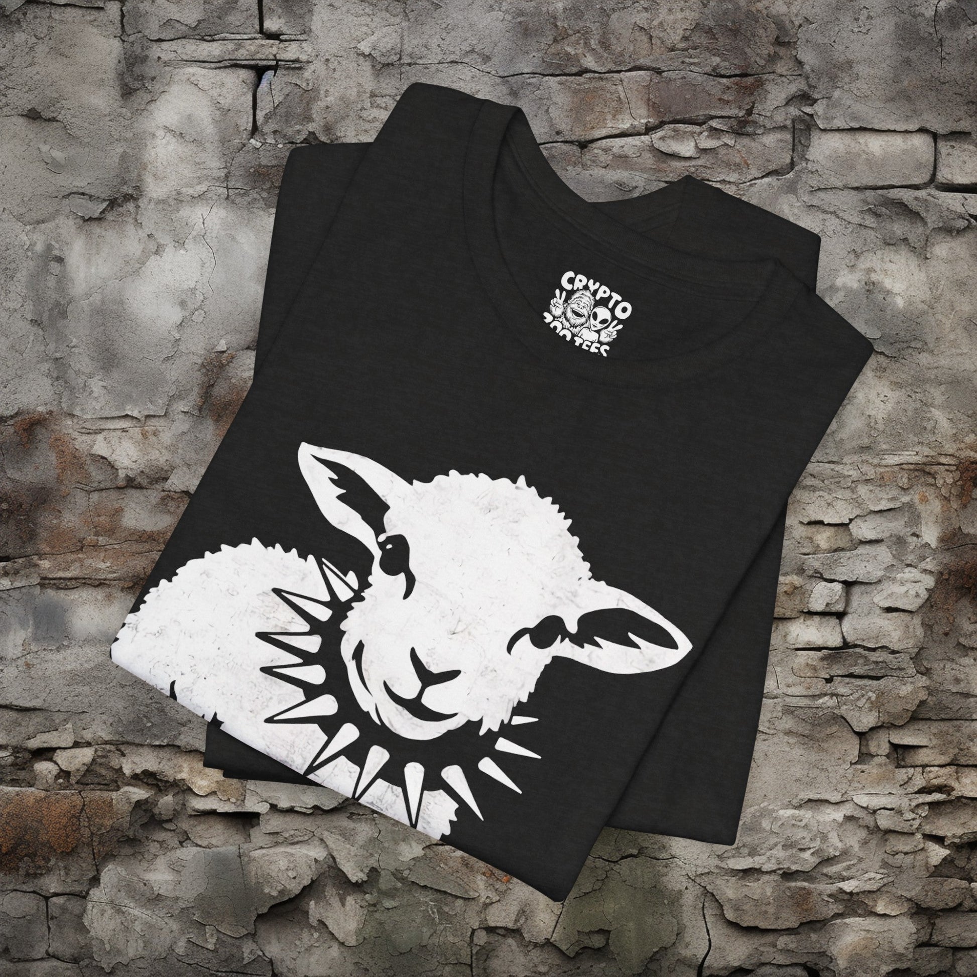 T-Shirt - Punk Sheep in Spiked Collar Shirt | Bella + Canvas Unisex T-shirt from Crypto Zoo Tees