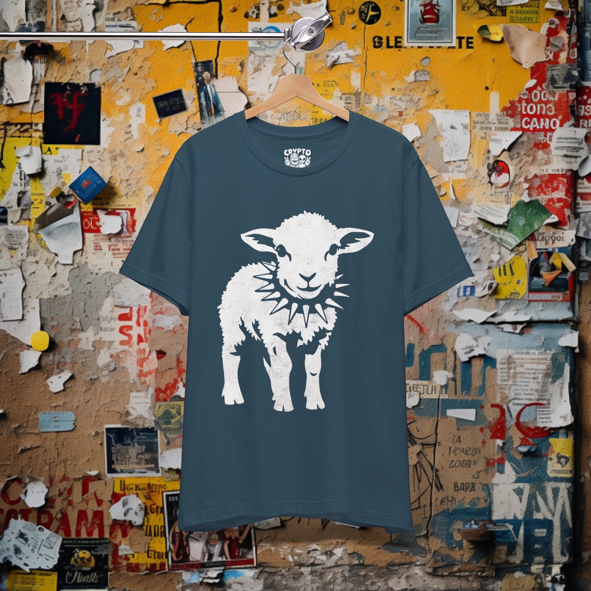 T-Shirt - Punk Sheep in Spiked Collar Shirt | Bella + Canvas Unisex T-shirt from Crypto Zoo Tees