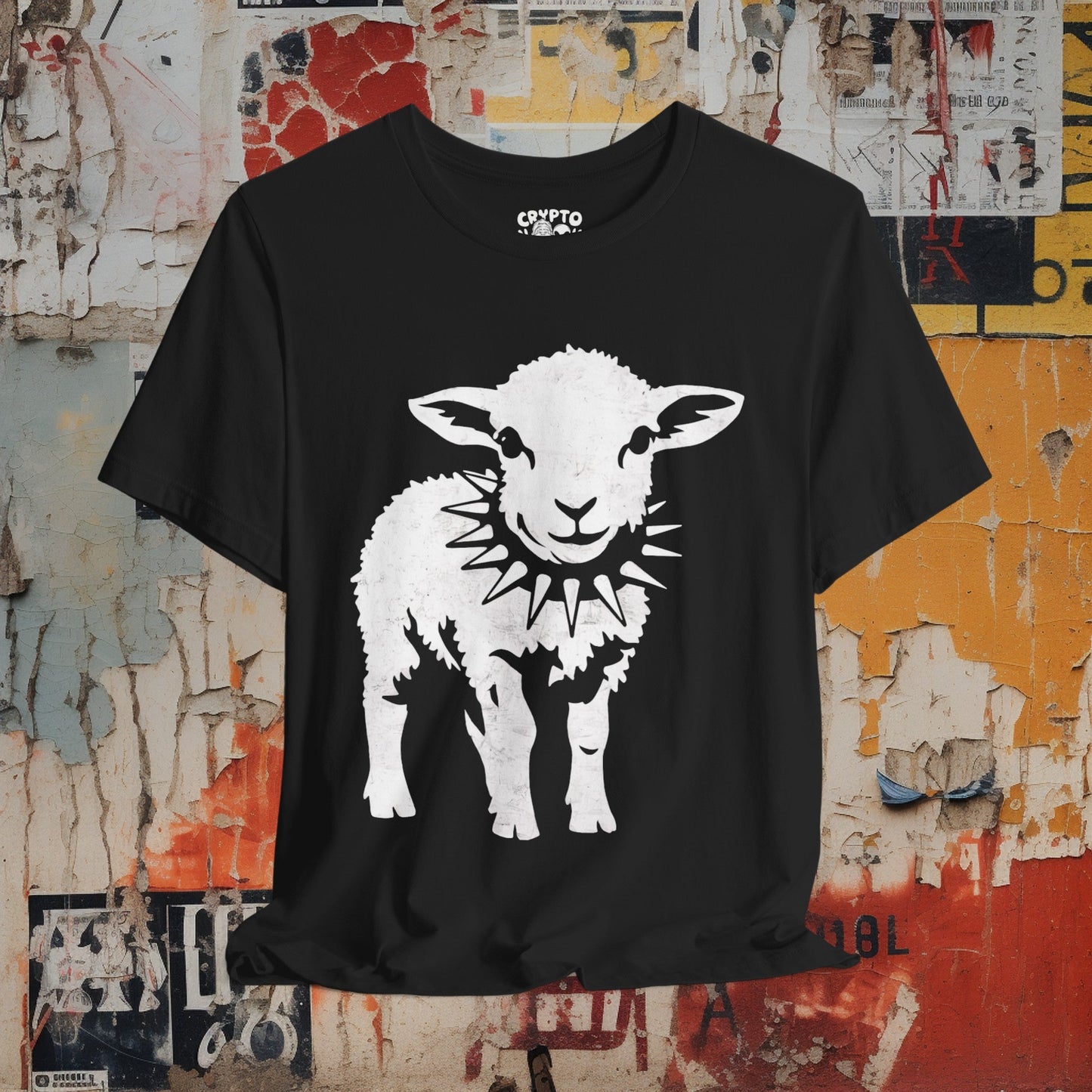 T-Shirt - Punk Sheep in Spiked Collar Shirt | Bella + Canvas Unisex T-shirt from Crypto Zoo Tees