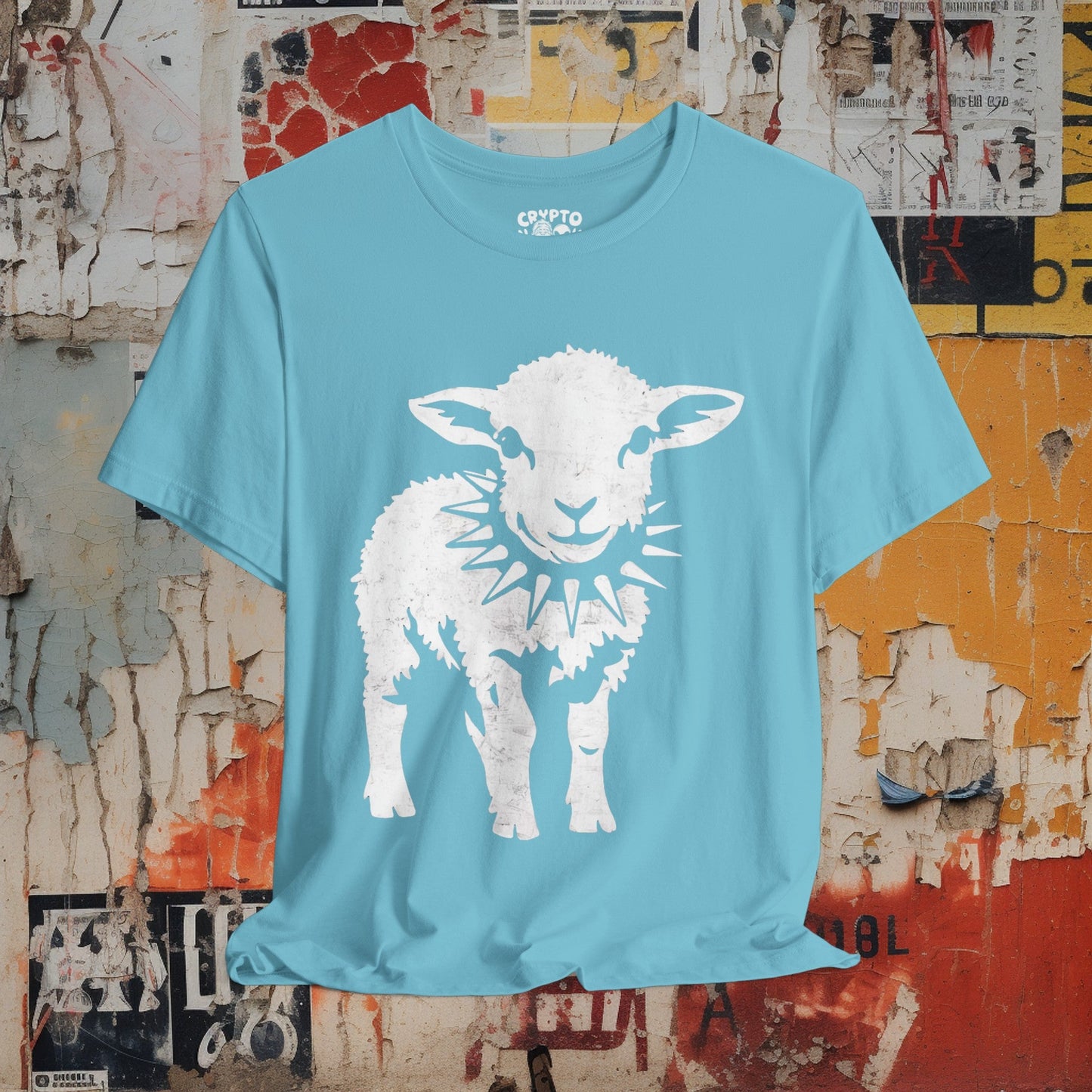 T-Shirt - Punk Sheep in Spiked Collar Shirt | Bella + Canvas Unisex T-shirt from Crypto Zoo Tees