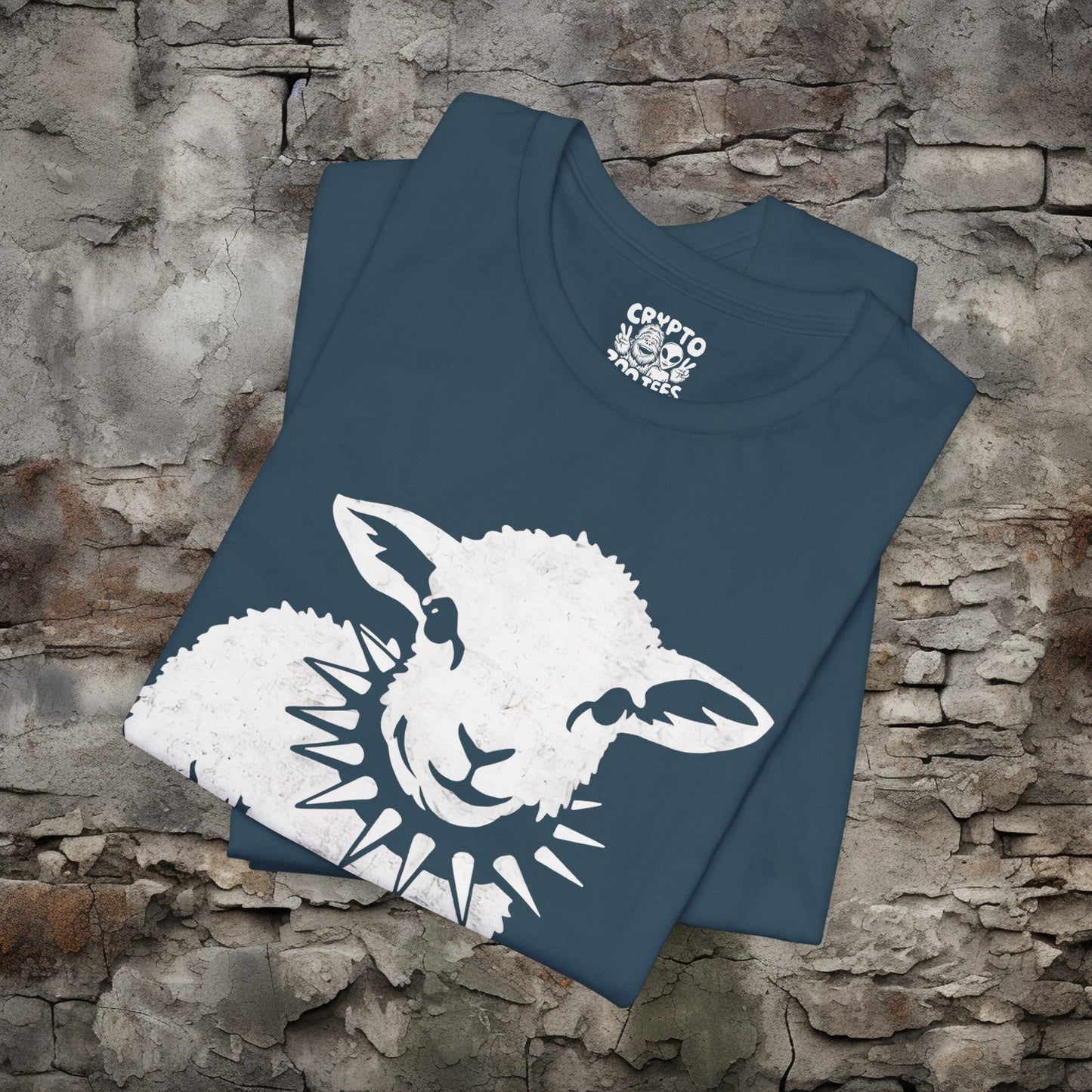 T-Shirt - Punk Sheep in Spiked Collar Shirt | Bella + Canvas Unisex T-shirt from Crypto Zoo Tees