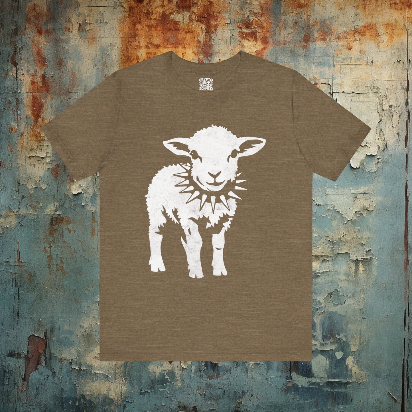 T-Shirt - Punk Sheep in Spiked Collar Shirt | Bella + Canvas Unisex T-shirt from Crypto Zoo Tees