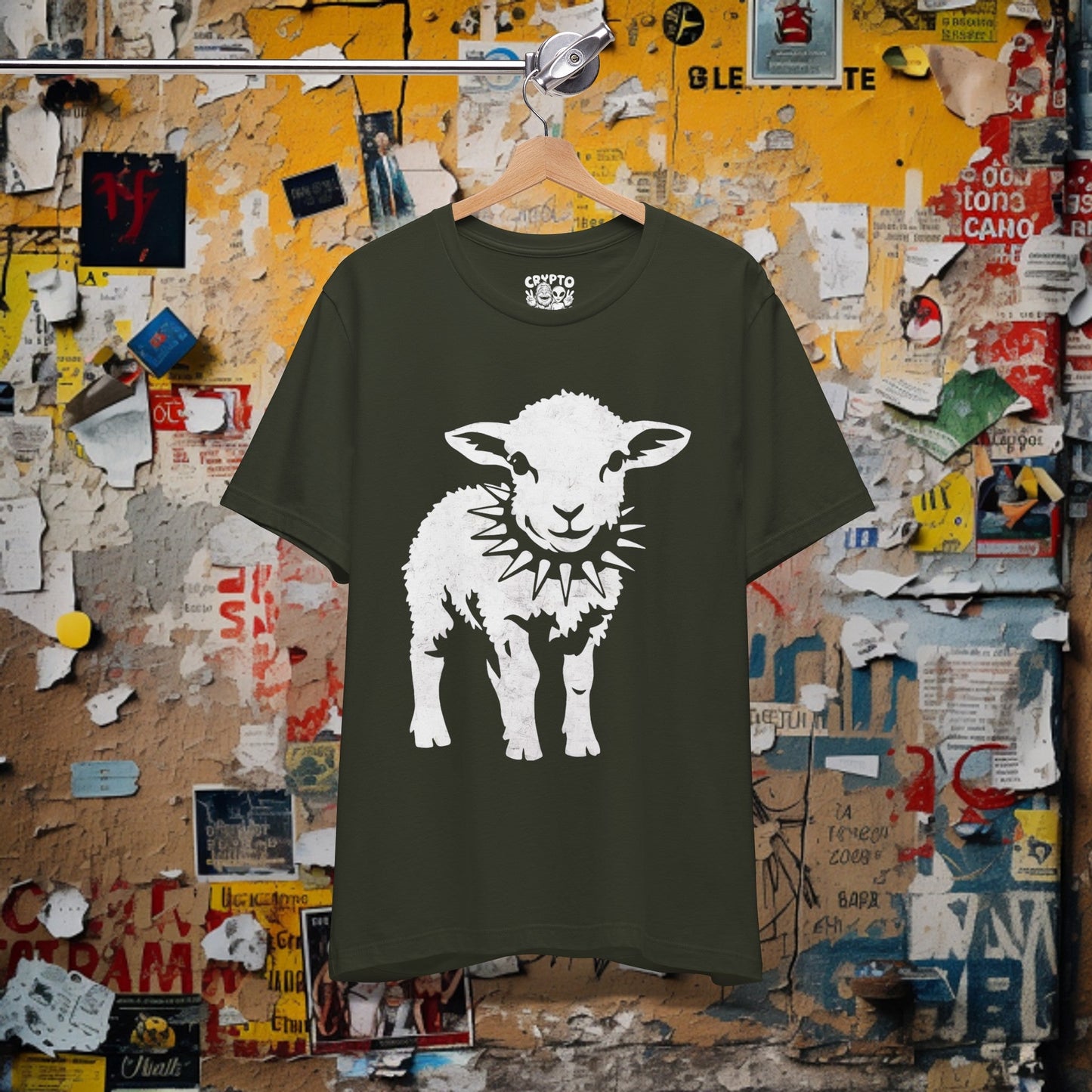 T-Shirt - Punk Sheep in Spiked Collar Shirt | Bella + Canvas Unisex T-shirt from Crypto Zoo Tees