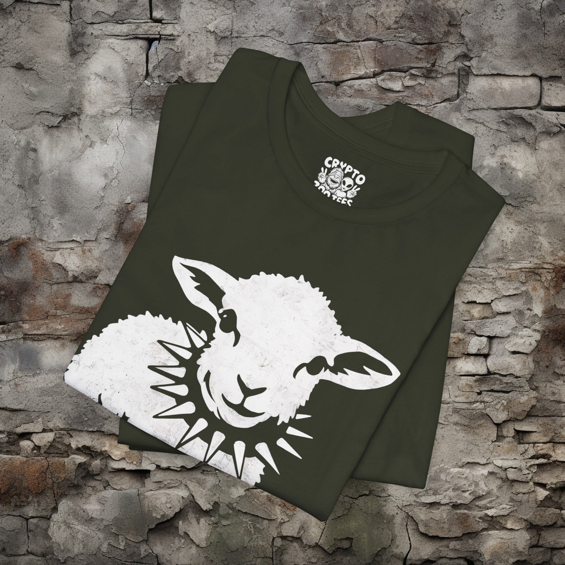 T-Shirt - Punk Sheep in Spiked Collar Shirt | Bella + Canvas Unisex T-shirt from Crypto Zoo Tees