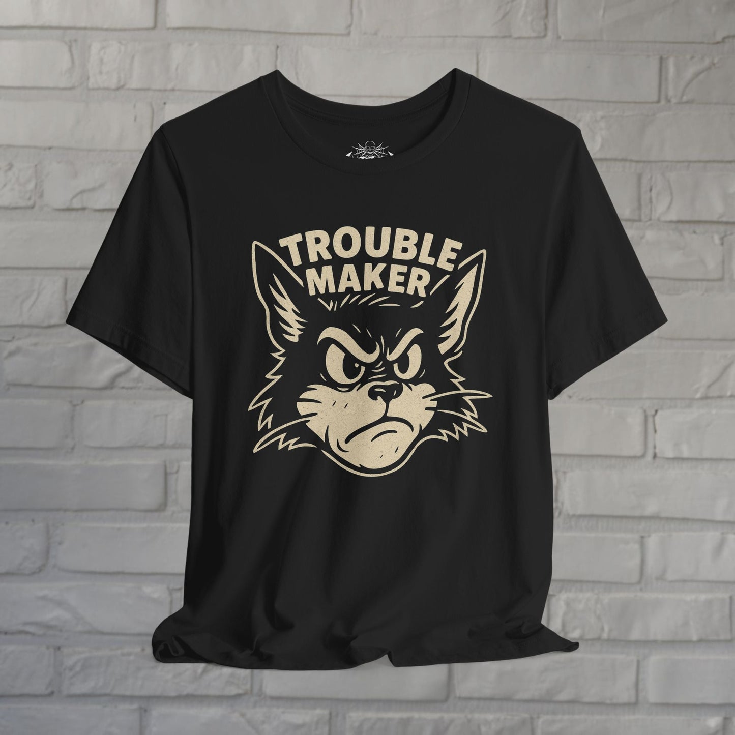 T-Shirt - Punk T-Shirt Trouble Maker Rockabilly Cat Tee Hot Rod Graphic Shirt Black Tee Greaser Style Retro Tee Gift For Tattoo Lover from Crypto Zoo Tees