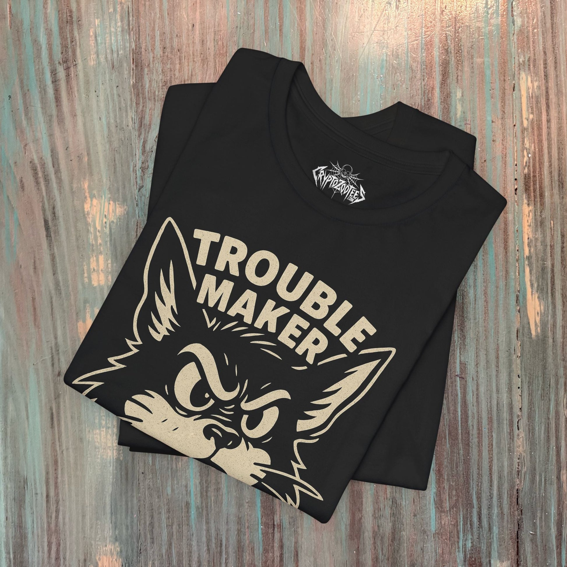 T-Shirt - Punk T-Shirt Trouble Maker Rockabilly Cat Tee Hot Rod Graphic Shirt Black Tee Greaser Style Retro Tee Gift For Tattoo Lover from Crypto Zoo Tees