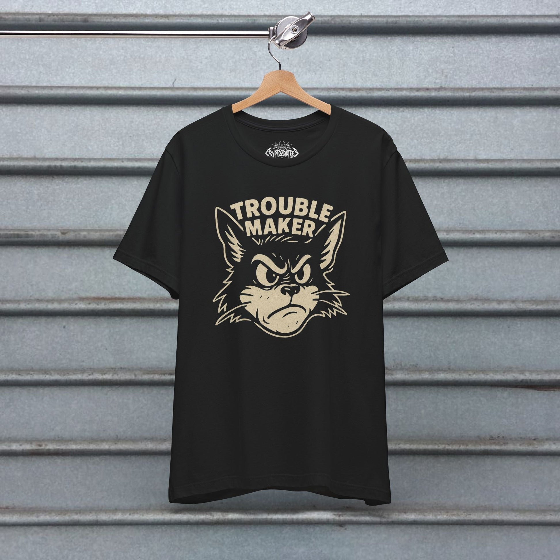T-Shirt - Punk T-Shirt Trouble Maker Rockabilly Cat Tee Hot Rod Graphic Shirt Black Tee Greaser Style Retro Tee Gift For Tattoo Lover from Crypto Zoo Tees
