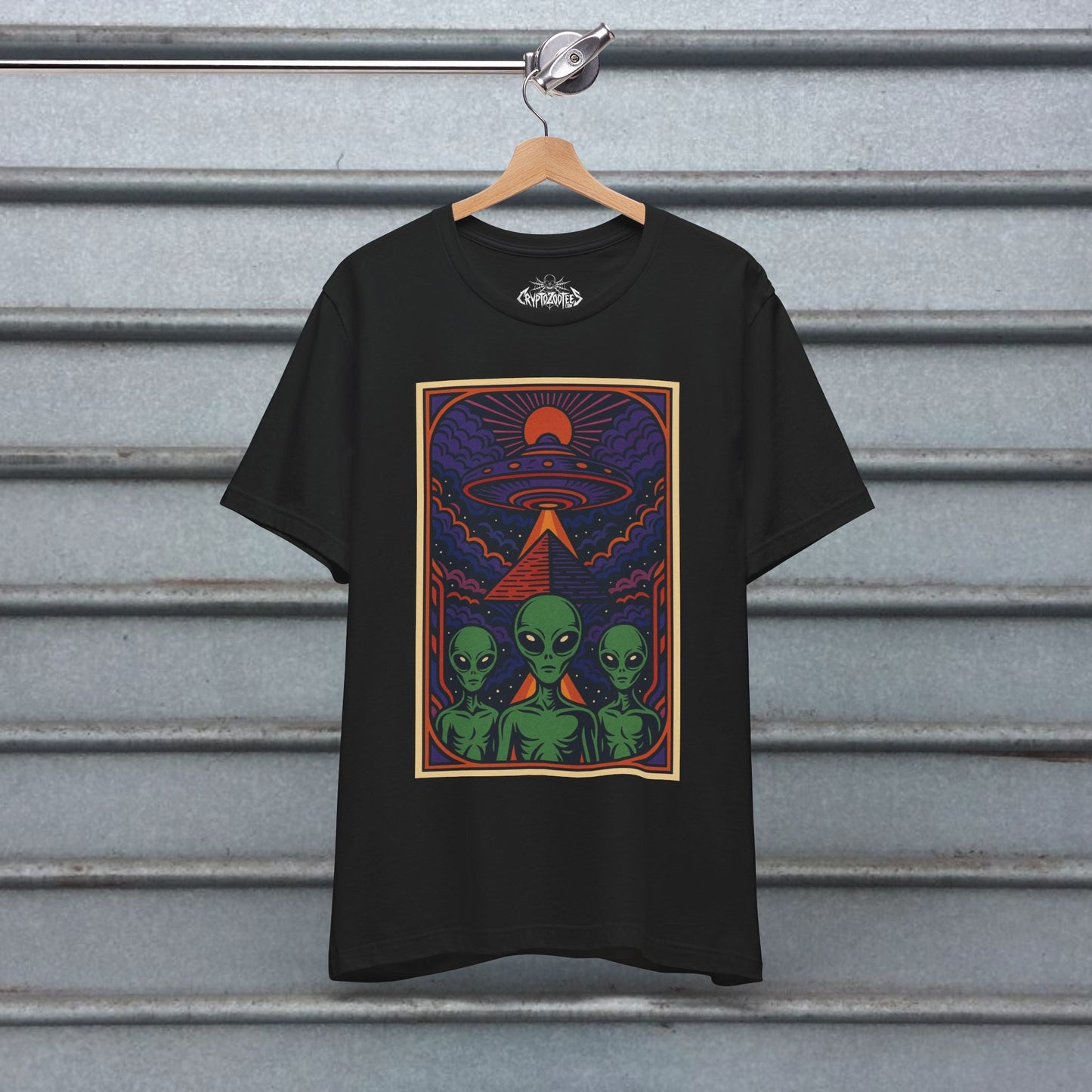T-Shirt - Pyramid UFO Vision | Unisex T-shirt (Bella+Canvas 3001) | Alien &amp; UFO | Psychedelic from Crypto Zoo Tees