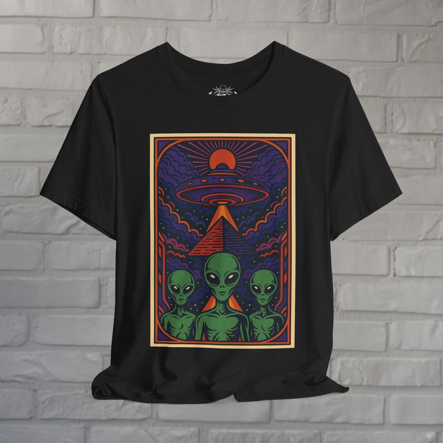 T-Shirt - Pyramid UFO Vision | Unisex T-shirt (Bella+Canvas 3001) | Alien &amp; UFO | Psychedelic from Crypto Zoo Tees