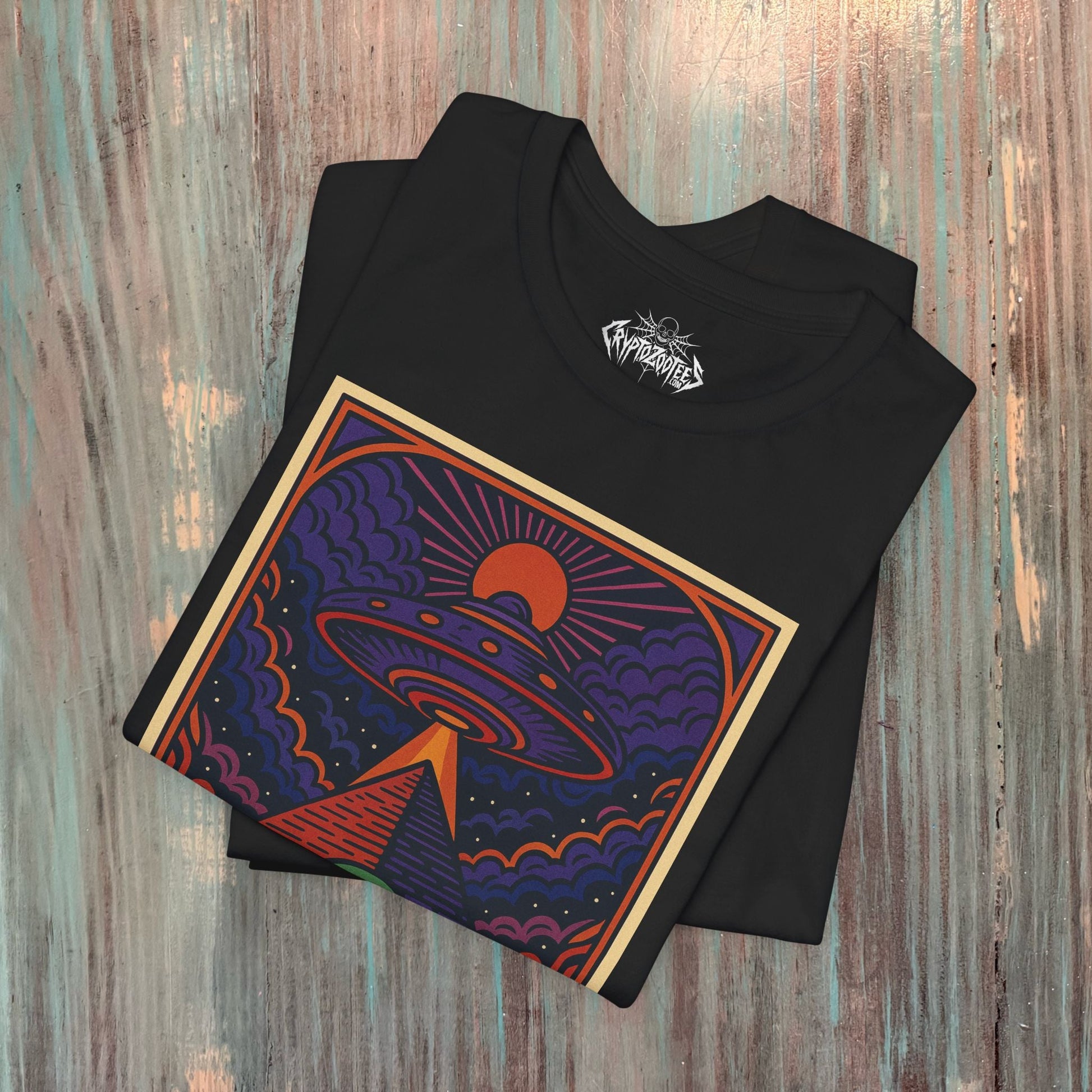 T-Shirt - Pyramid UFO Vision | Unisex T-shirt (Bella+Canvas 3001) | Alien &amp; UFO | Psychedelic from Crypto Zoo Tees