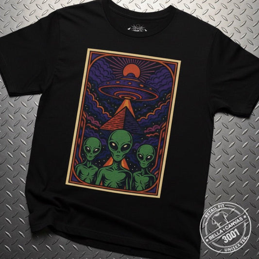 T-Shirt - Pyramid UFO Vision | Unisex T-shirt (Bella+Canvas 3001) | Alien &amp; UFO | Psychedelic from Crypto Zoo Tees