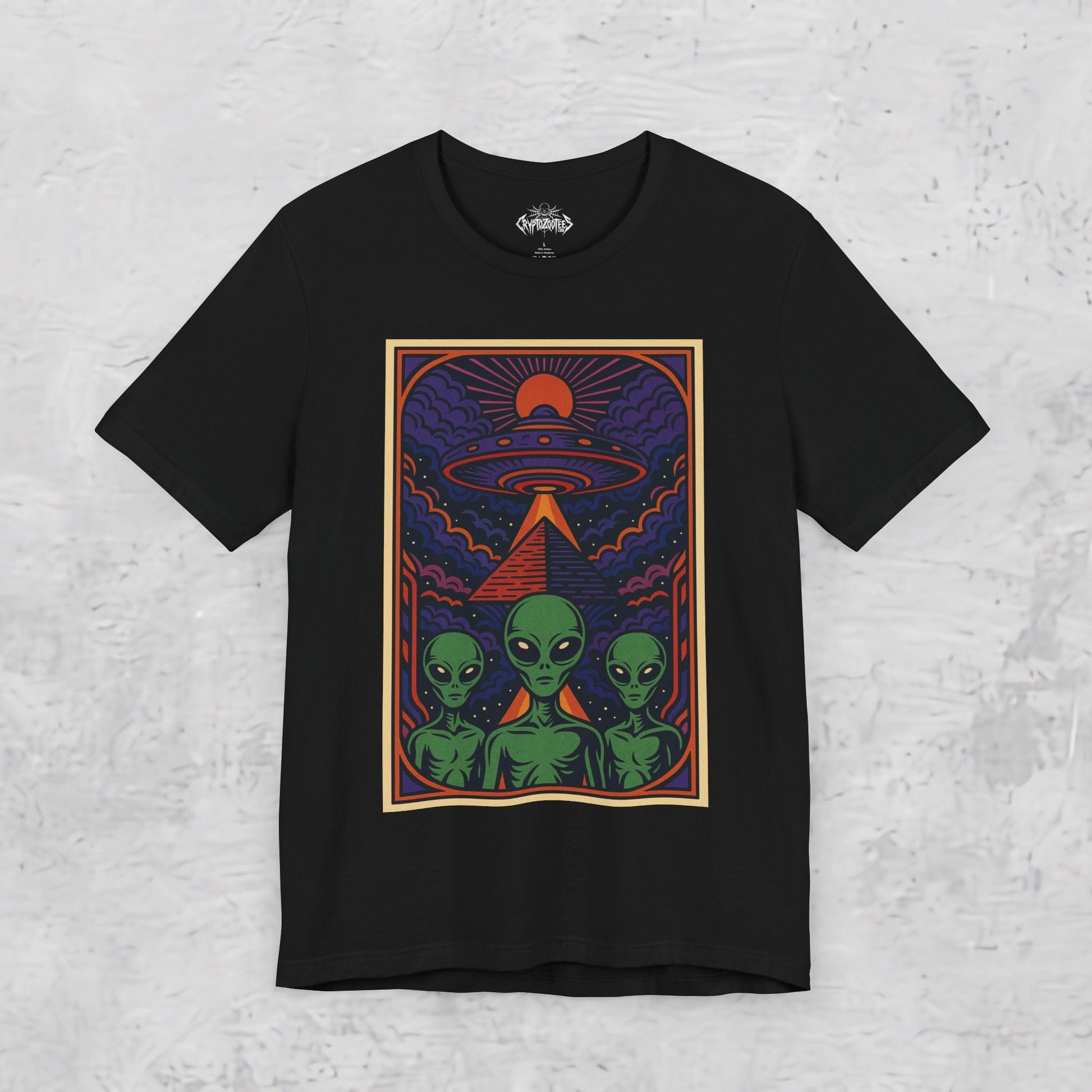 T-Shirt - Pyramid UFO Vision | Unisex T-shirt (Bella+Canvas 3001) | Alien &amp; UFO | Psychedelic from Crypto Zoo Tees