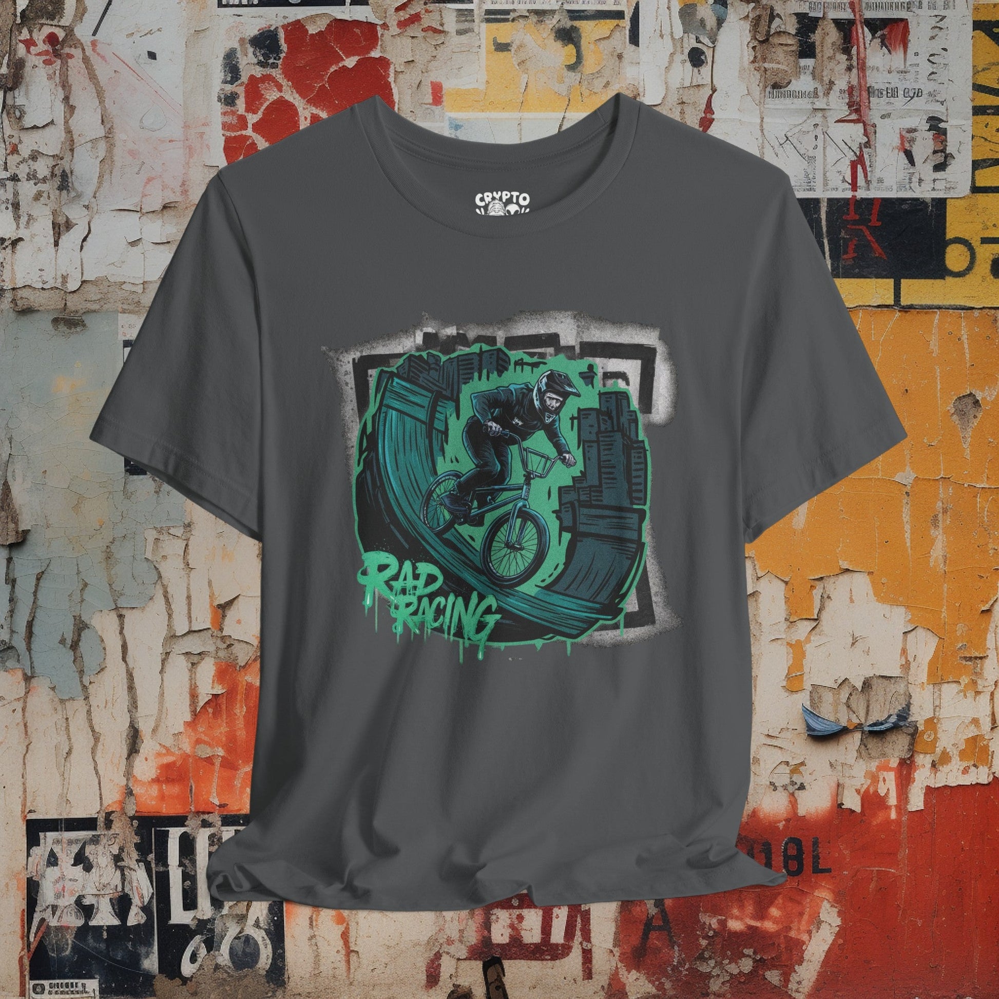 T-Shirt - Rad Racing BMX Bike T-shirt | Bella+Canvas Unisex Shirt | Sports Tee from Crypto Zoo Tees