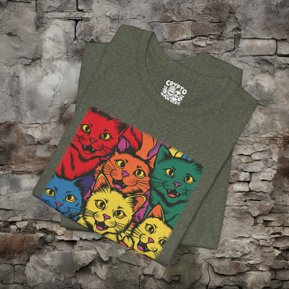 T-Shirt - Rainbow Cats Tee | Bella + Canvas Unisex T-shirt from Crypto Zoo Tees