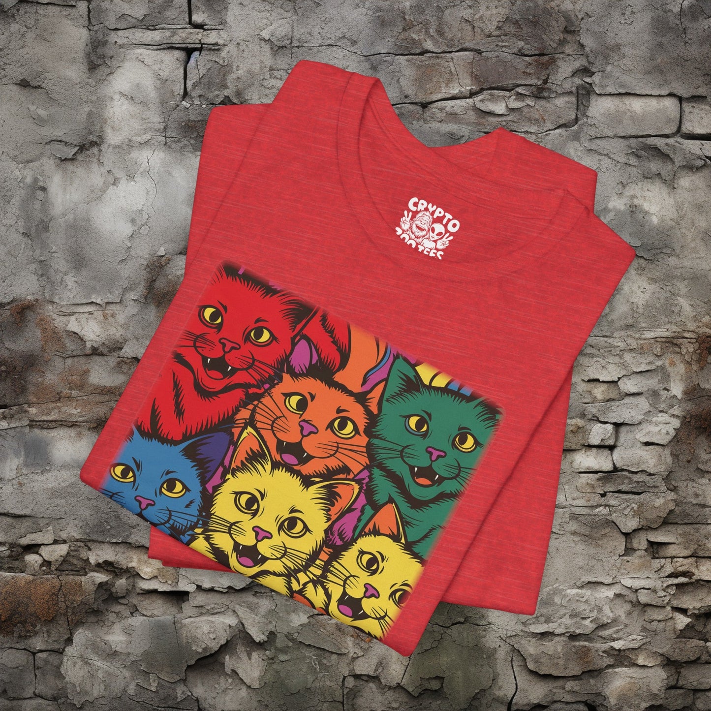 T-Shirt - Rainbow Cats Tee | Bella + Canvas Unisex T-shirt from Crypto Zoo Tees