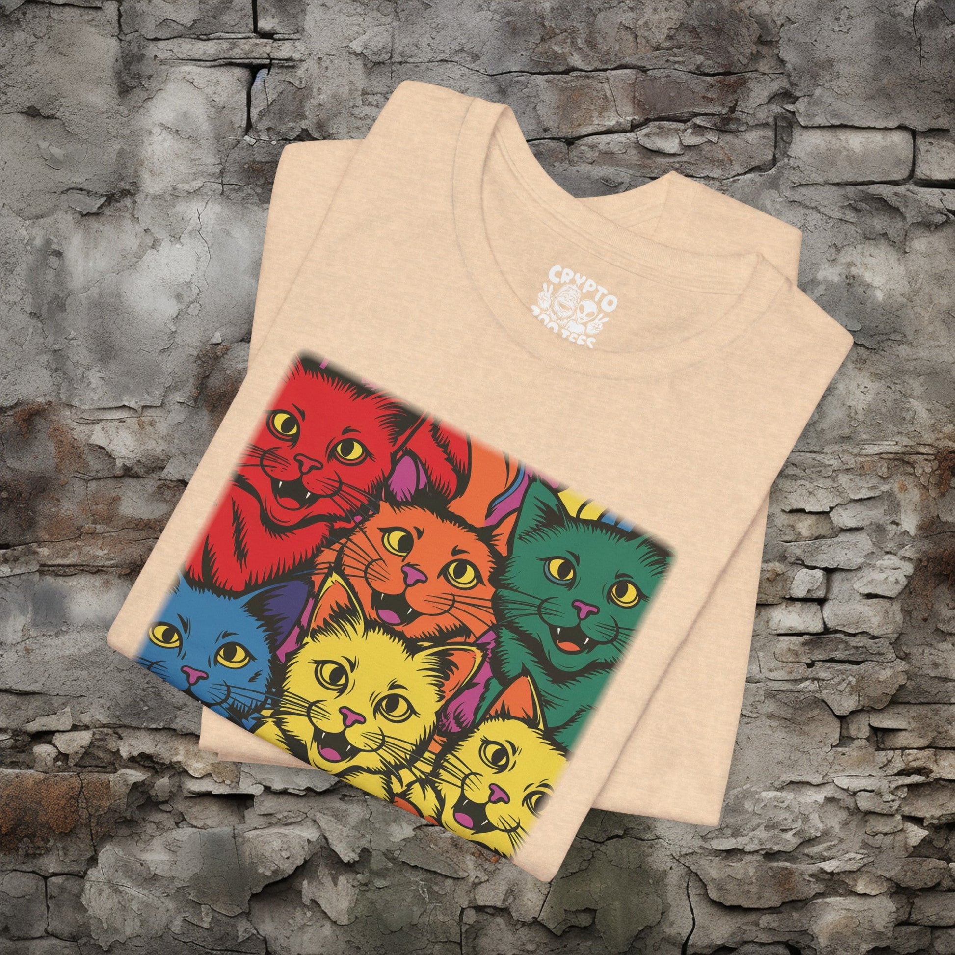 T-Shirt - Rainbow Cats Tee | Bella + Canvas Unisex T-shirt from Crypto Zoo Tees