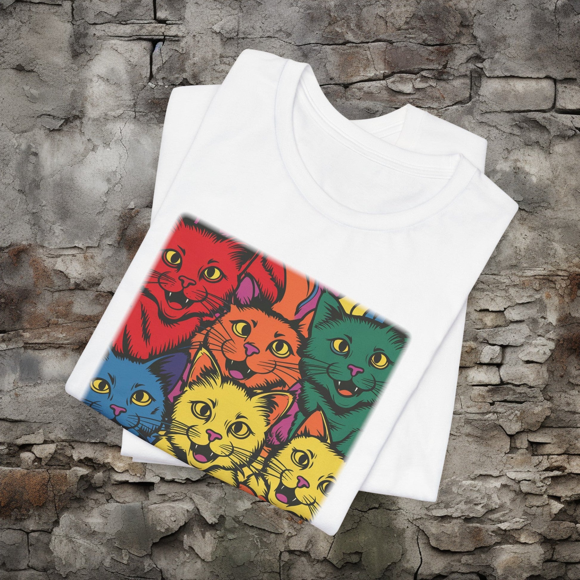 T-Shirt - Rainbow Cats Tee | Bella + Canvas Unisex T-shirt from Crypto Zoo Tees