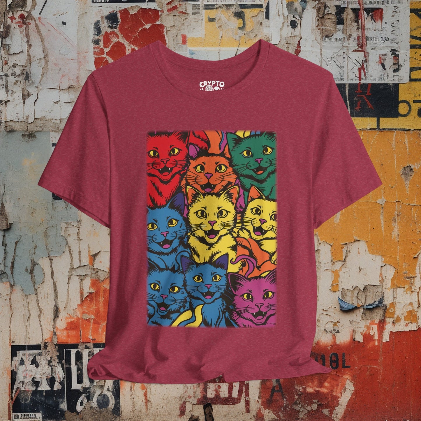 T-Shirt - Rainbow Cats Tee | Bella + Canvas Unisex T-shirt from Crypto Zoo Tees