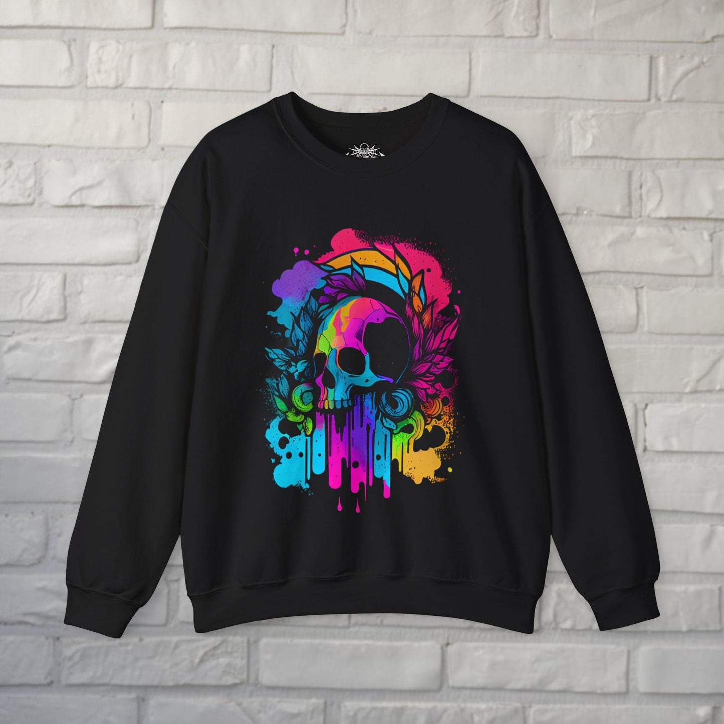 Sweatshirt - Rainbow Skull Crewneck | Skulls & Skeletons | Unisex Crewneck Sweatshirt - Gildan 18000 from Crypto Zoo Tees