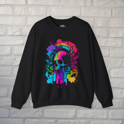 Sweatshirt - Rainbow Skull Crewneck | Skulls & Skeletons | Unisex Crewneck Sweatshirt - Gildan 18000 from Crypto Zoo Tees