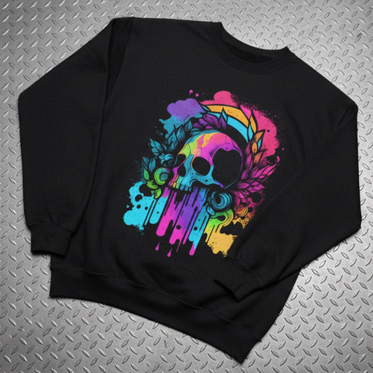 Sweatshirt - Rainbow Skull Crewneck | Skulls & Skeletons | Unisex Crewneck Sweatshirt - Gildan 18000 from Crypto Zoo Tees