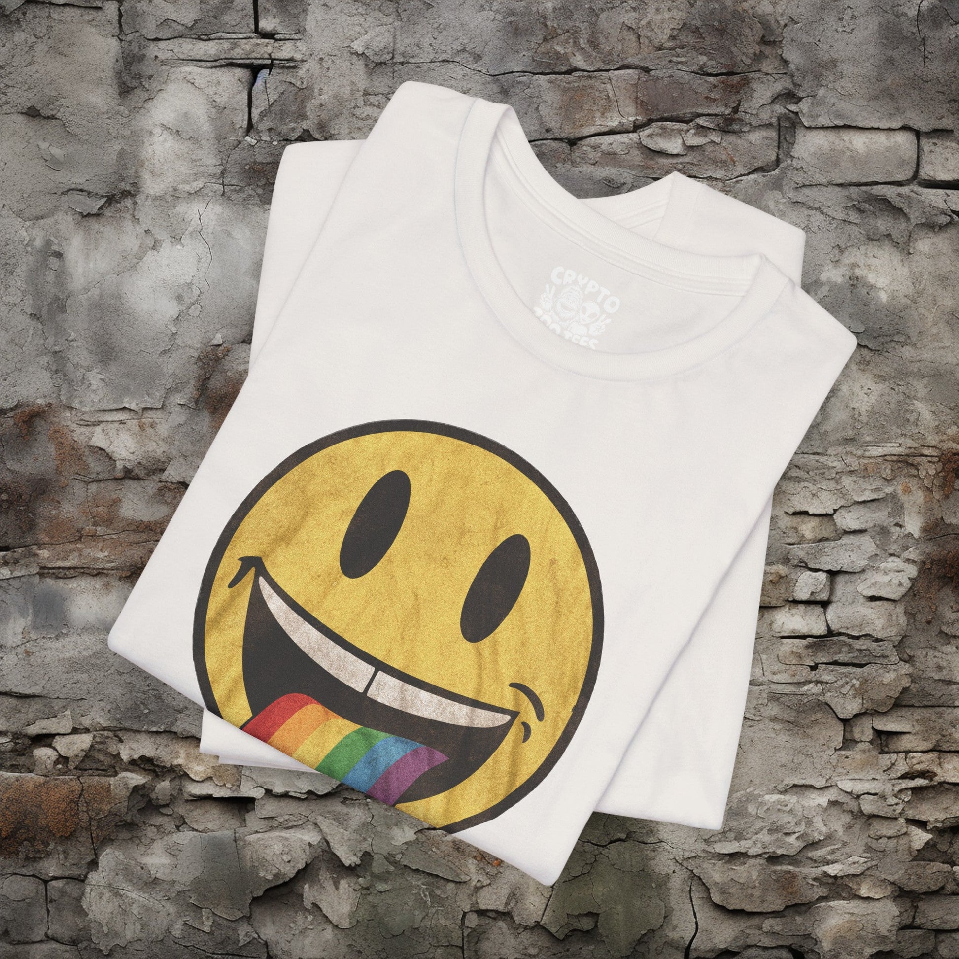 T-Shirt - Rainbow Tongue Smiley Face Shirt | Bella + Canvas Unisex T-shirt from Crypto Zoo Tees