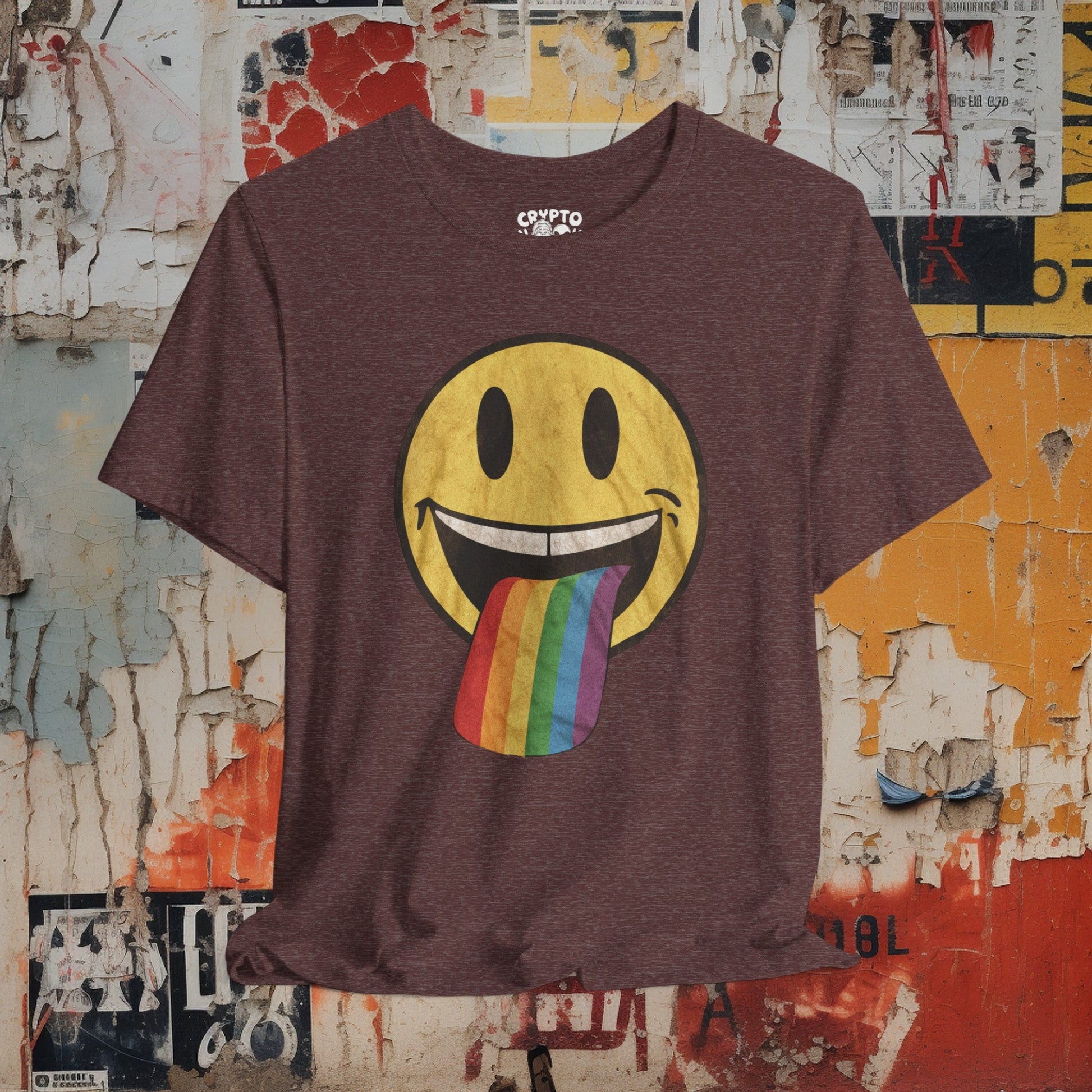 T-Shirt - Rainbow Tongue Smiley Face Shirt | Bella + Canvas Unisex T-shirt from Crypto Zoo Tees